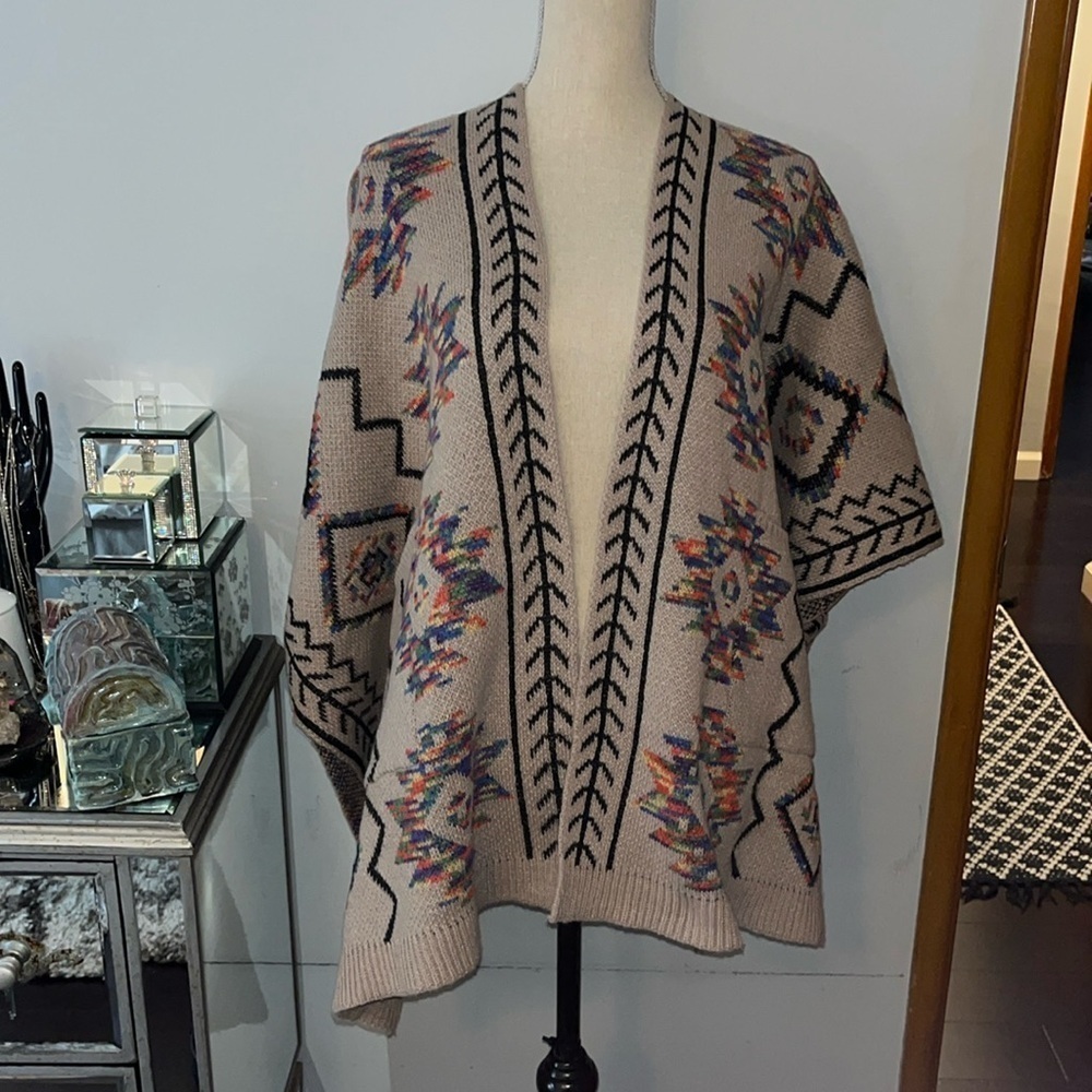 Odiva Womens Poncho Sweater
Shawl OS Wrap Open
Cardigan Aztec Southwest